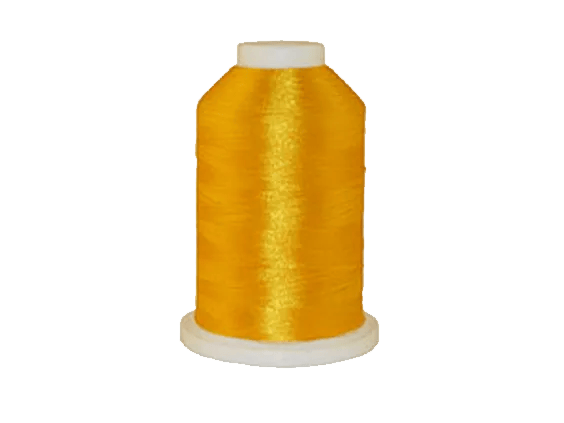Brother embroidery thread spool in golden yellow with glossy finish on white base