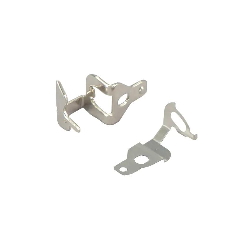 Brother printer metal mounting brackets with screw holes on white background