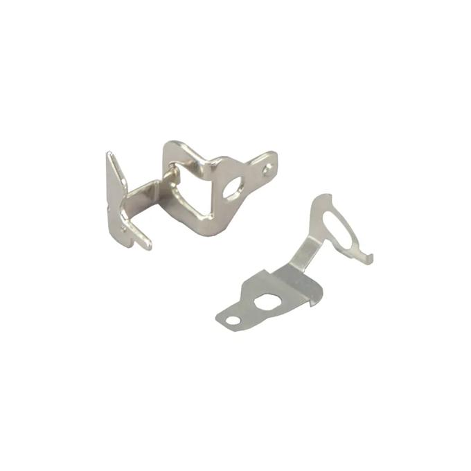 Brother printer metal mounting brackets with screw holes on white background
