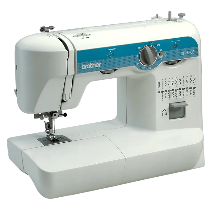 Brother XL-5700 sewing machine with turquoise control panel and built-in stitches