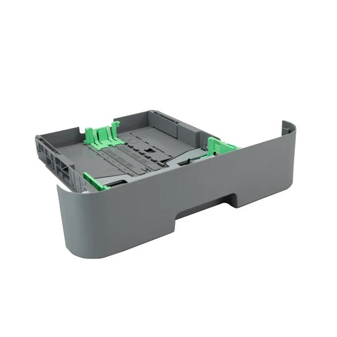 Brother printer paper tray with adjustable green guides for multiple paper sizes