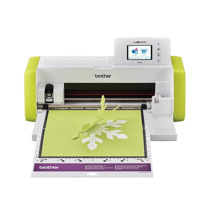 Brother ScanNCut SDX85 cutting machine with touchscreen cutting green snowflake design