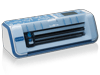 Brother ScanNCut CM550DX cutting machine in blue with decorative pattern and LCD display
