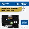 Cinta de etiquetas laminada premium Brother TZe-PR831 con texto negro sobre dorado brillante