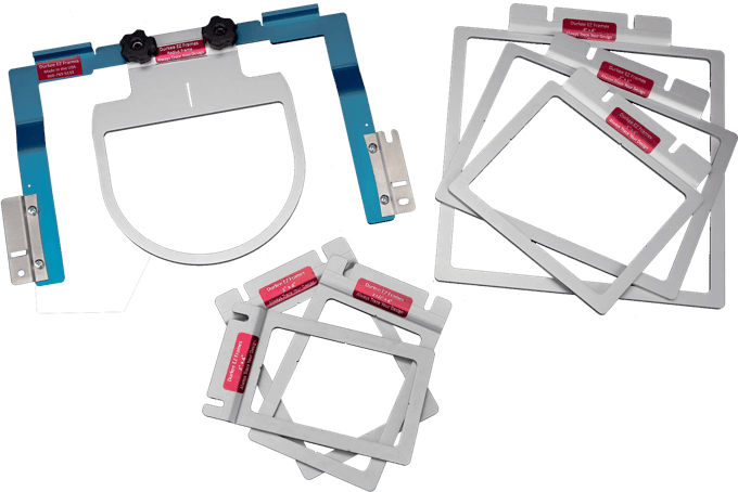 Brother Durbeck EZ embroidery frames in multiple sizes with magnetic hoops