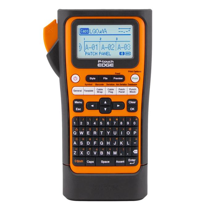Brother P-touch Edge PT-310 handheld label maker with QWERTY keyboard and LCD display