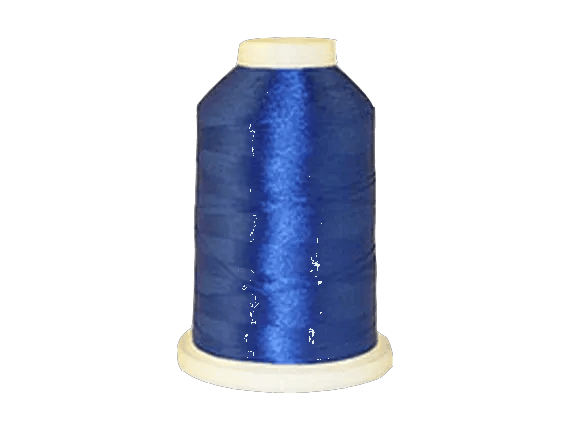 Brother blue embroidery thread spool on white background