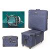 Brother quilted navy blue rolling sewing machine case with storage compartments
