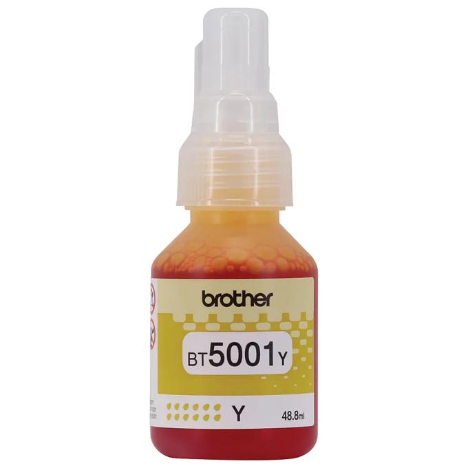 Botella de tinta amarilla Brother BT5001Y con dispensador de bomba, capacidad 48.8ml