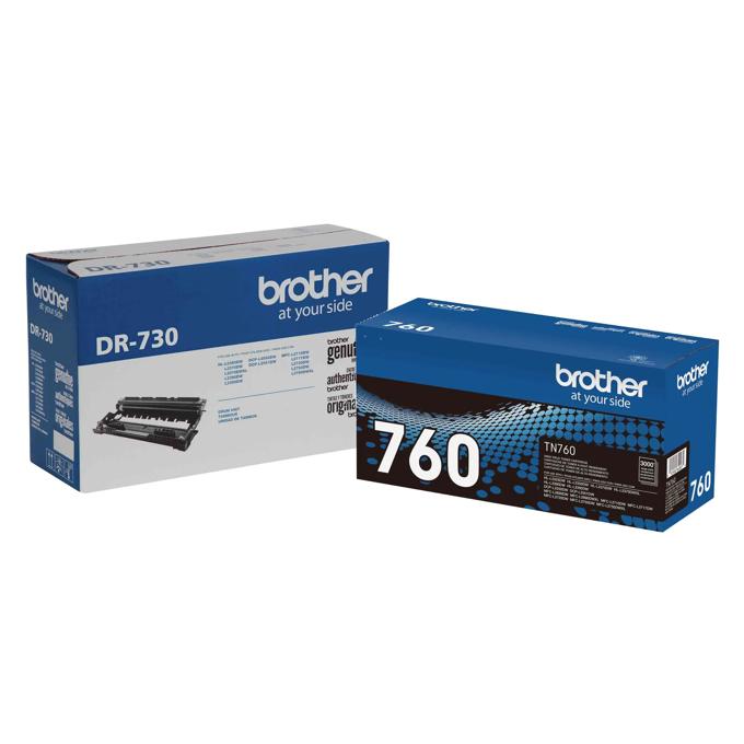 Brother TN760 toner cartridge and DR730 drum unit bundle for laser printers