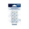 Brother 8-pack prewound reusable sewing bobbins in clear plastic packaging