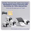 Brother QL-1100c label printer with genuine DK labels printing thank you note