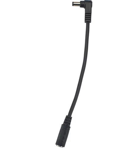 Black power adapter cable with right-angle connector and straight plug