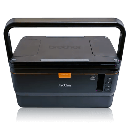 Brother PTE800W label maker with carrying handle and wireless connectivity