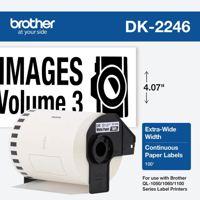 Brother DK-2246 continuous paper label roll, 4.07 inches wide, 100 feet long