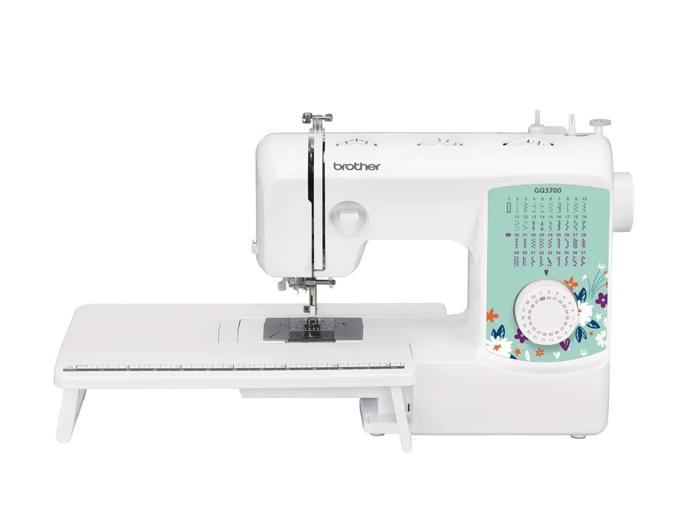 Brother GQ3700 sewing machine with wide table and floral design panel