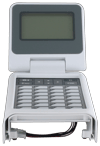 Brother printer touchscreen display with navigation keypad and paper tray