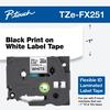 Cartucho de cinta laminada flexible Brother TZe-FX251, 1 pulgada, negro sobre blanco