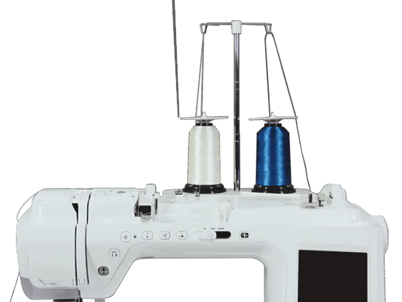 Brother sewing machine with dual thread spools and touchscreen display