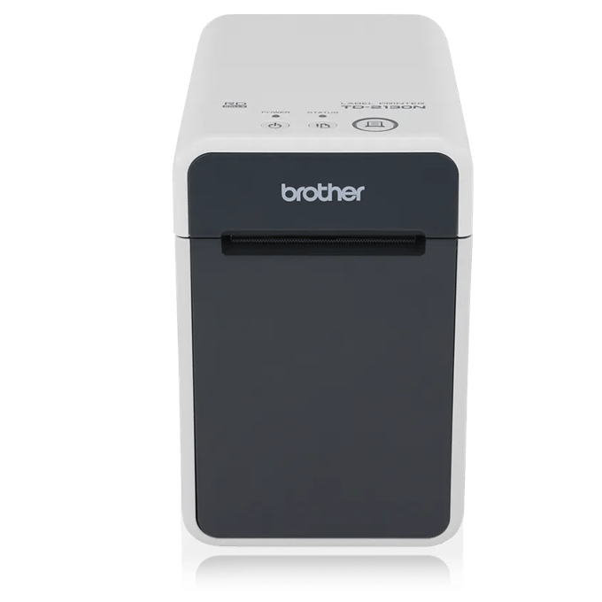 Brother TD-2130N desktop label printer with wireless connectivity and front-facing design