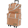 Brother rolling tote bag set in orange geometric pattern with telescoping handle