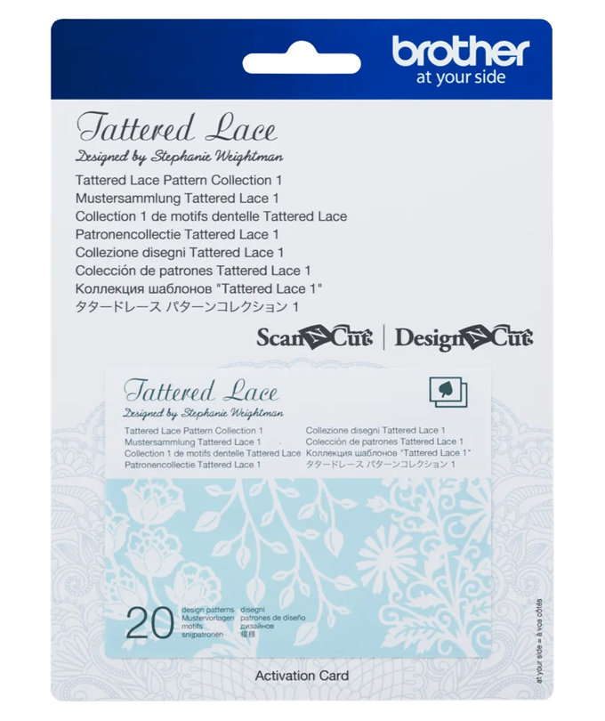 Brother ScanNCut Tattered Lace pattern collection activation card with 20 lace designs