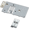 Brother sewing machine needle plate and presser foot accessories with measurement grid
