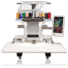 Brother PR1000 embroidery machine with 10-needle system and colorful thread spools