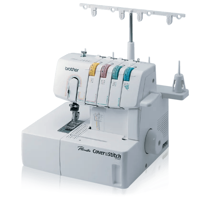 Brother Pacesetter 2340CV serger with four thread cones and cover stitch capability