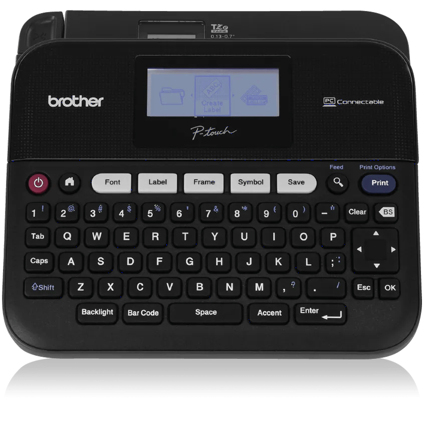 Brother P-touch label maker with QWERTY keyboard and color LCD screen