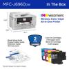Brother MFC-J6960DW wireless color inkjet all-in-one printer with included ink cartridges and guides