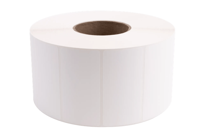 Brother white die-cut label roll on cardboard core for thermal printing