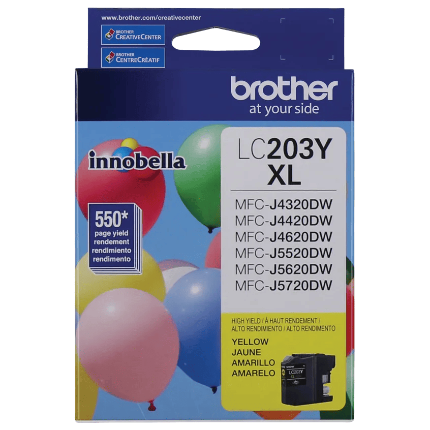 Brother Genuine LC203Y High-yield Yellow Ink Cartridge, Yellow, medium