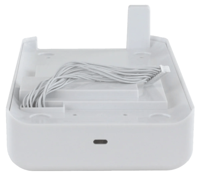 Brother printer accessory tray with organized cable storage and paper guide