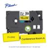 Brother P-touch TZe flexible ID tape cartridge, 24mm, black on yellow with labeled samples