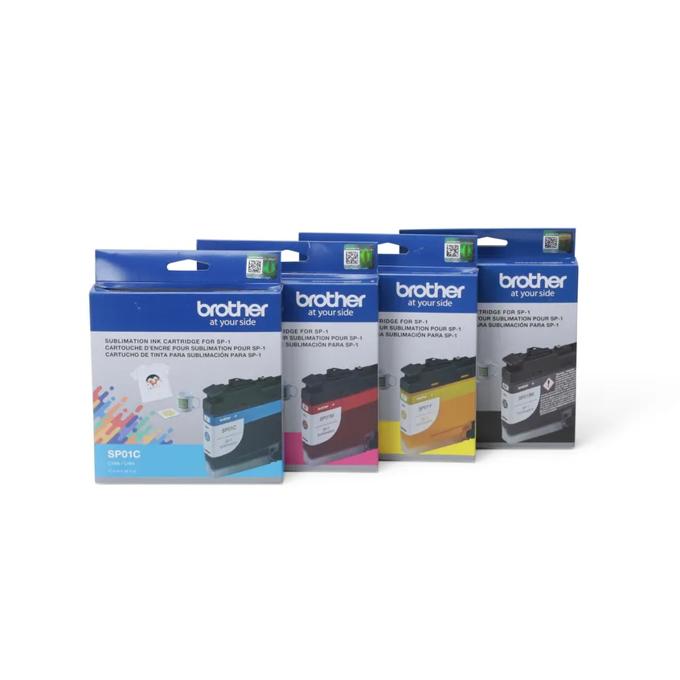 Brother SP01C sublimation ink cartridges in cyan, magenta, yellow, and black for SP-1 printer