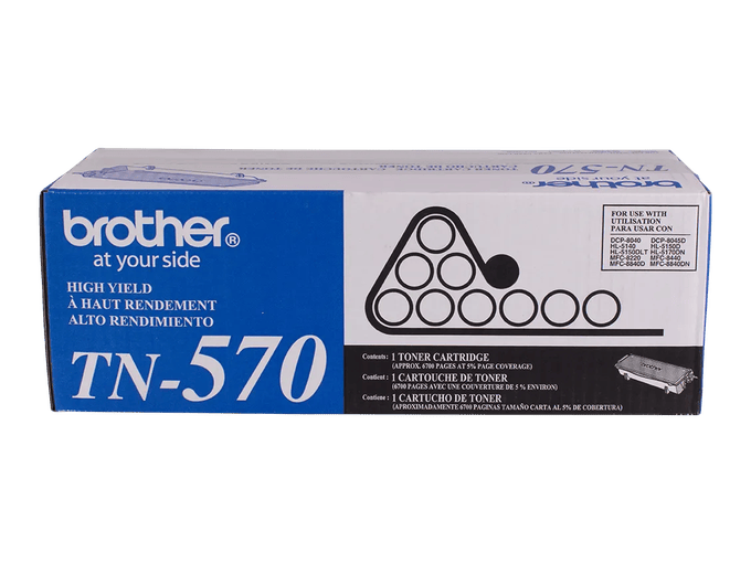 Paquete frontal del cartucho de tóner de alto rendimiento Brother TN-570