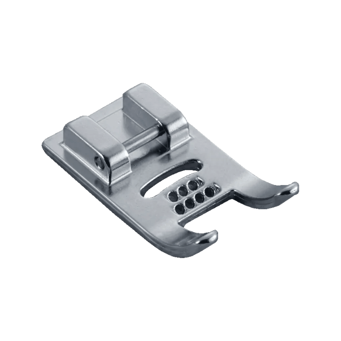 Brother sewing machine presser foot with metal finish and dual prongs