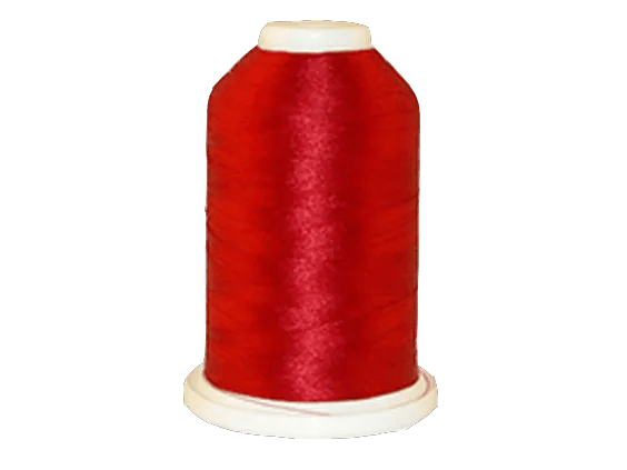 Brother embroidery thread spool in vibrant red on white cone base