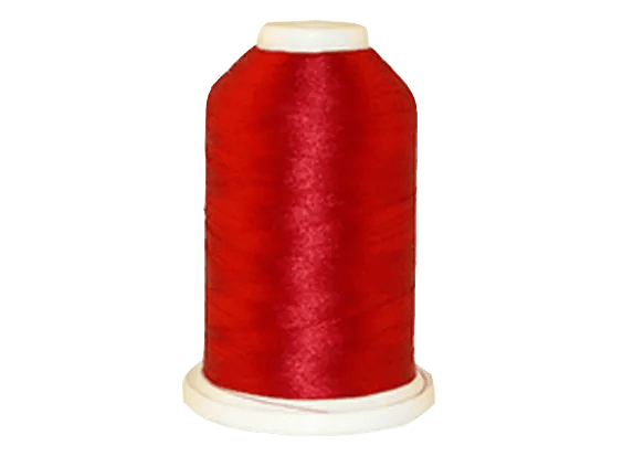 Brother embroidery thread spool in vibrant red on white cone base