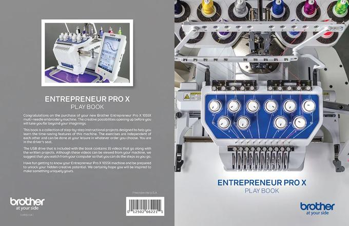 Brother Entrepreneur Pro X multi-needle embroidery machine with colorful thread spools