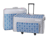 Brother rolling sewing machine case with blue damask pattern and telescoping handle