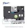 Brother P-touch TZe 24mm matte clear laminated label tape cartridge with sample labels