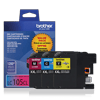 Brother LC105 XXL super high-yield color ink cartridge 3-pack with packaging