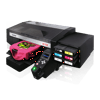 Brother GTX direct-to-garment printer printing vibrant lizard design on pink t-shirt