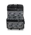 Designio rolling luggage set with geometric pattern and storage compartments