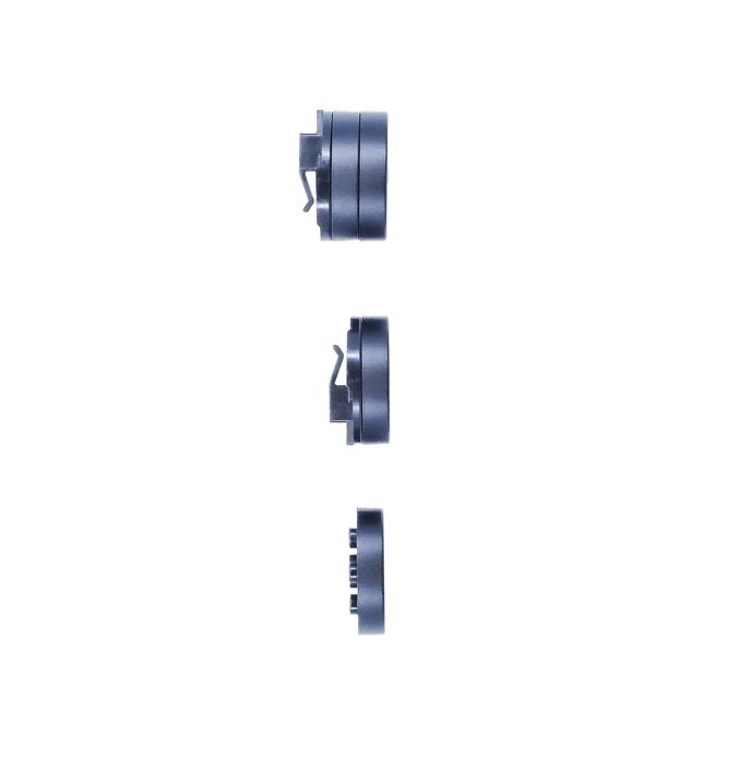 Brother mobile printer belt clip accessory shown from three angles