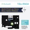 Brother TZe-RN34 gold print on navy blue satin ribbon tape cartridge, 1/2-inch width