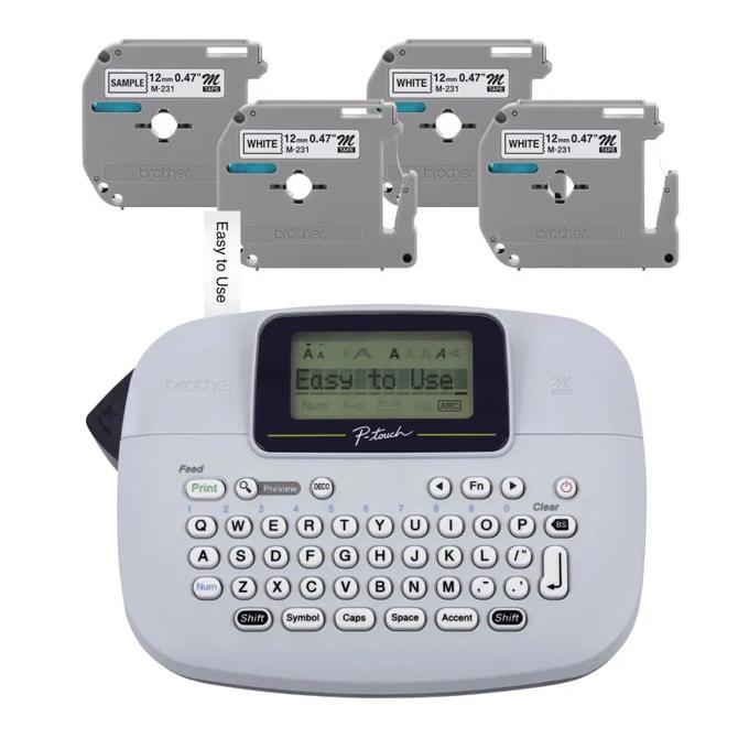 Brother P-touch label maker bundle with QWERTY keyboard and four M-231 tape cartridges