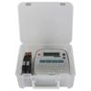 Brother label maker with QWERTY keyboard and tape cartridges in open storage case